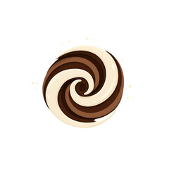Abstract 3D Illustration Of Brown And Cream Swirl With Transparent Background