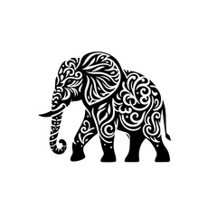 black elephant isolated on white