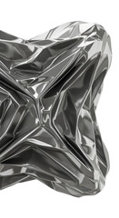 Abstract 3D Metallic Silver Shape on Transparent Background