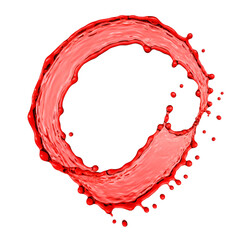 Abstract 3D Red Water Splash Isolated on a Transparent Background