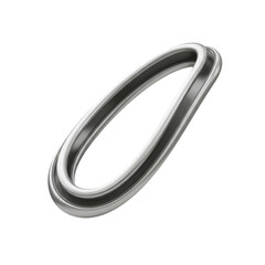 Abstract 3D Silver Ring Isolated on a Transparent Background Modern Metallic Shape