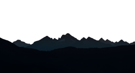 Abstract Dark Landscape Illustration Of Mountains At Night With Blue Sky