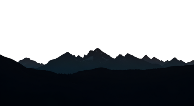 Abstract Dark Landscape Illustration Of Mountains At Night With Blue Sky