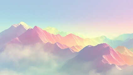 Pastel mountain range, soft colors