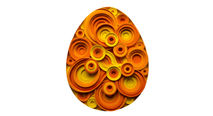 Abstract Egg Illustration With Concentric Circles and Orange and Yellow Tones