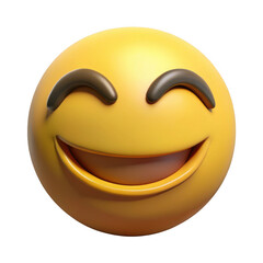 Yellow happy emoji face with smiling expression isolated on black background for social media use