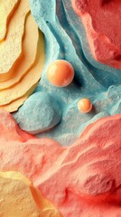 Colorful Abstract Terrain with Spheres - Artistic and Unique Design