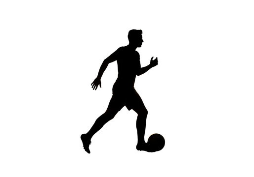 Abstract Golden Soccer Player Silhouette With Ball In Motion Illustration