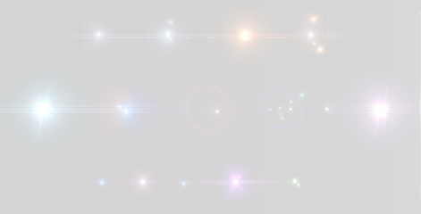 Png Light Effects Transparent Glow Set with White Spark Dust Glitter Line Flare Flash Stars Sunlight Explosion Spotlight Curve Twirl Abstract Special