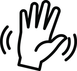 Obraz premium Simple line art icon of a waving hand signaling hello or goodbye