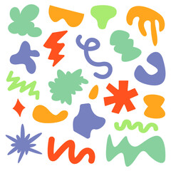 Modern abstract shapes graphic elements collection.  Collection of hand-drawn organic, geometric, and doodle elements in a modern, playful style.