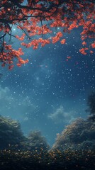 Gazing at Stars Through Autumn Leaves and Forest Canopy