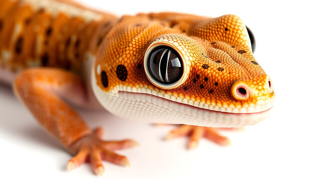 cute little orange gecko on a white background