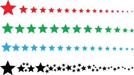 Collection of black stars in varying sizes and arrangements on a white background