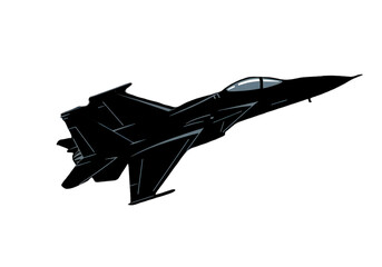Abstract Illustration Of Black Jet Aircraft Vector Silhouette Against Transparent Background