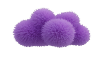 Abstract 3D Render Of Fluffy Purple Balls With Transparent Background