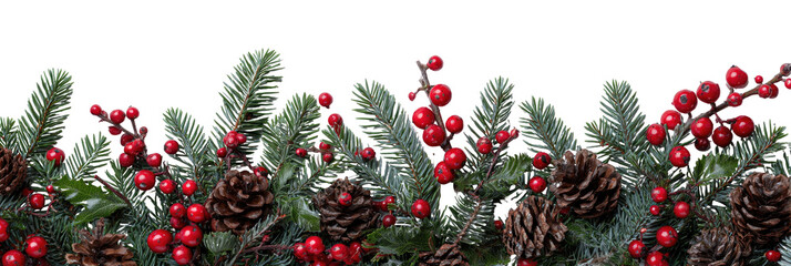 Christmas garland of pine boughs, berries, and pinecones