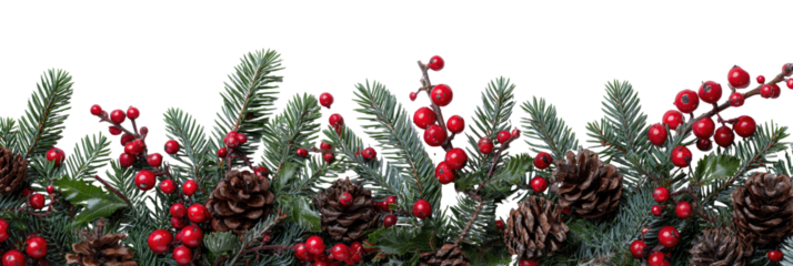 Christmas garland of pine boughs, berries, and pinecones