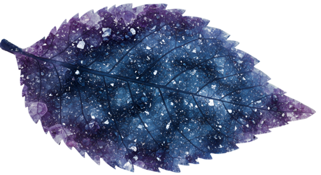 Abstract Galaxy Leaf Illustration On Transparent Background With Sparkles - Powered by Adobe