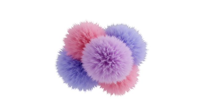 Abstract Illustration of Colorful Fluffy Balls Isolated on Transparent Background