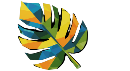 Abstract Geometric Leaf Illustration With Transparent Background PNG