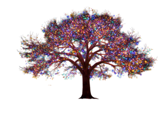 Abstract Glowing Tree Illustration Against Black Background And Transparent PNG