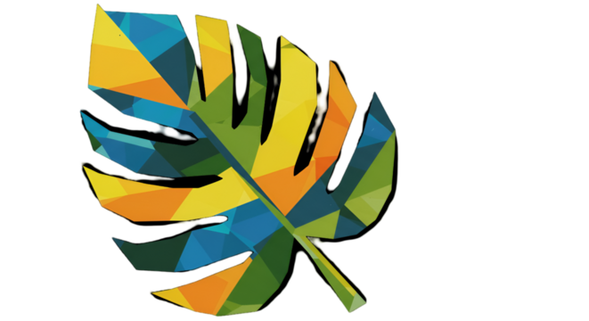 Abstract Geometric Leaf Illustration With Transparent Background PNG