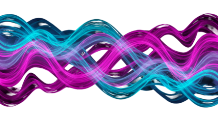 Abstract Glowing Waves Illustration Overlapping Bright Colors Against Black