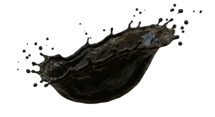 Abstract 3D Render of Black Liquid Splash Isolated on Transparent Background