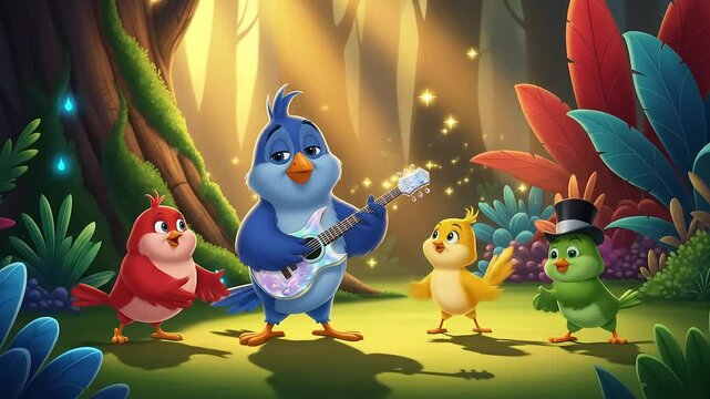Forest Birds Singing with Guitar