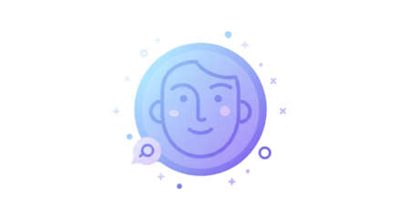 Abstract Illustration Of A Smiling Face Avatar With Gradient Colors