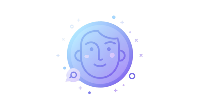 Abstract Illustration Of A Smiling Face Avatar With Gradient Colors