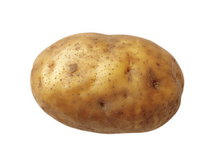 Illustration of a single whole raw potato with brown skin, isolated on a transparent background