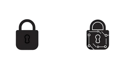 Abstract Illustration of Black and White Locks Show Security and Privacy