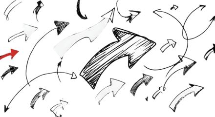 Abstract Illustration Of White And Black Arrows On A Transparent Background