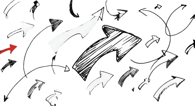 Abstract Illustration Of White And Black Arrows On A Transparent Background