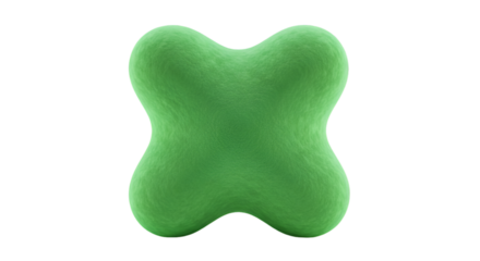 Abstract Green X Shape Isolated On Transparent Background 3D Illustration