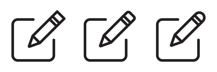Edit icon set. edit document icon. edit text icon.  Notepad edit document with pencil icon. Pencil sign up icon. eps 10 