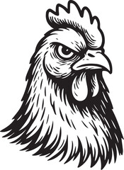 head of grumpy rooster or chicken