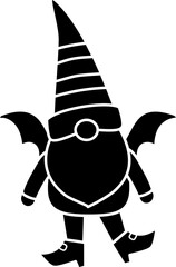 Halloween long legs gnome black silhouette.
Cute Halloween gnome character cartoon design isolated.
Spooky gnome icon. 
Transparent background. SVG.
