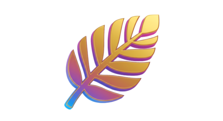 Abstract Gold and Blue Leaf Illustration on Transparent Background