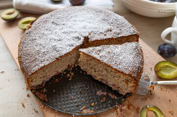 Gluten free almond plum cake fresh and homemade baked
