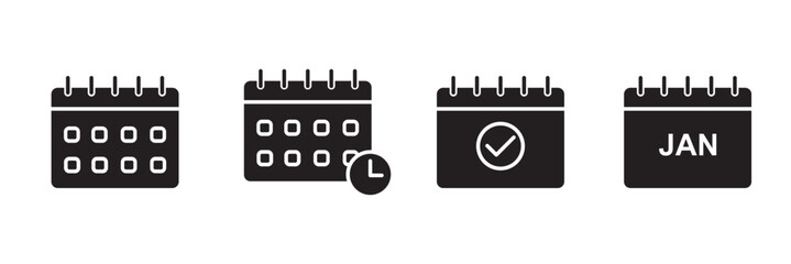 Obraz premium Calendar icon set. Calendar symbol vector icons collection . Black calendar icons . eps 10 