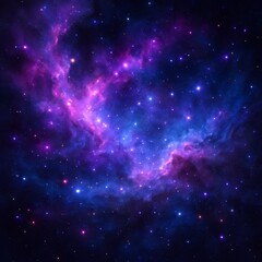 Naklejka premium Vibrant Cosmic Nebula with Swirling Purple, Pink, and Blue Gas Clouds and Sparkling Star