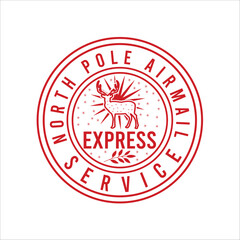 North Pole Airmail Express Service Custom vector typography, merry Christmas, retro, vintage, card, December  Christmas t- shirt design