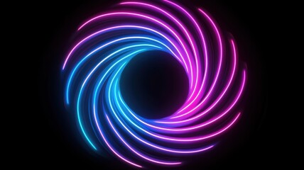 Abstract Neon Swirling Vortex of Pink and Blue Light Background