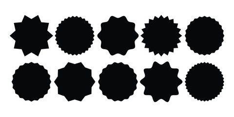 Starburst red sticker set. collection of special offer sale round and oval sunburst labels