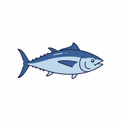 Fototapeta premium Stylized Tuna Illustration with Blue Gradient and Defined Outline