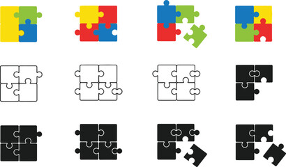 Naklejka premium Jigsaw Puzzle Icons