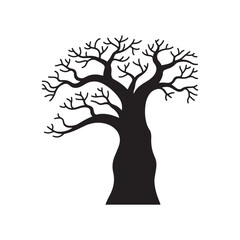 Baobab Tree Silhouette Without Leaves African Nature Icon